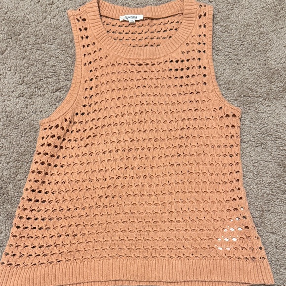 Splendid Sleeveless Crochet Tank Top in Tan - Picture 1 of 5